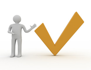 3d man presenting  check mark
