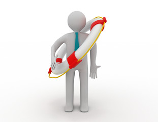 3d man with a life preserver