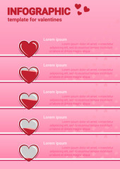 valentine love Infographic data.Presentation chart.diagram with steps template.Creative vector illustration.