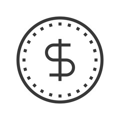 Dollar coin vector, Online shopping line style icon editable outline