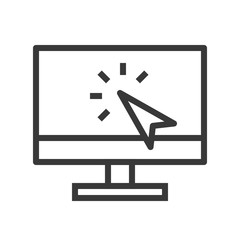 Cursor on monitor vector, Online shopping line style icon editable outline