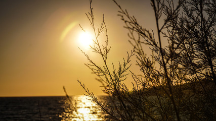 Obraz premium Coucher d soleil en grece sur la mer