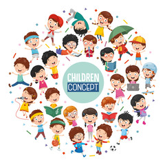 Vector Illustration Of Children Concept Design
