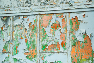 Old factory wall background with rusted and rugged paint