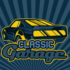 American muscle cars label, vector muscle car icon - Vector 