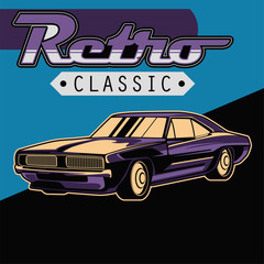 Retro style muscle car - Vector