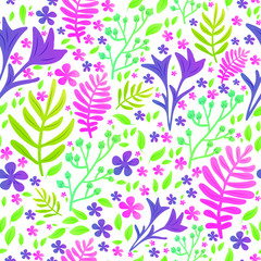 Hello spring plantes pattern background vector illustration