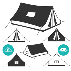 Set of camping tent icons