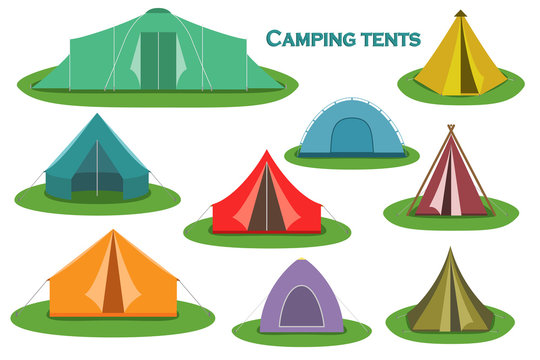 Set of camping tent icons