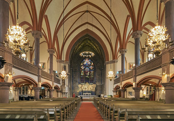Fototapeta premium Interior of Oscar's Church (Oscarskyrkan) in Stockholm, Sweden. The church is named after the king Oscar II of Sweden. It was built on 1897-1903 by design of architect Gustaf Hermansson.