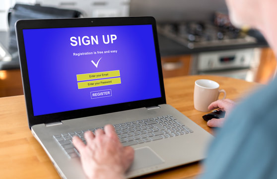Sign up concept on a laptop