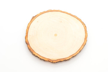 wood saucer on white background