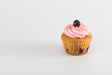 chocolate cupcake on white background, isolated