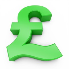 3D Rendering Green Pound Sign isolated on white background
