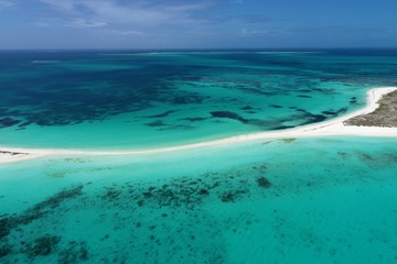 Fototapeta na wymiar Aerial view of beach in Los Roques, caribbean sea, Venezuela