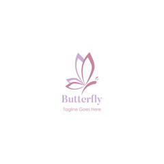 Fototapeta na wymiar Beauty spa butterfly logo concept. Vector Template. Violet purple Color.