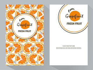 creative business brochure template with grapefruit, vector illustration
