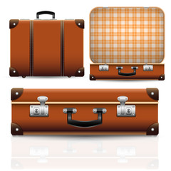 Open and closed old retro vintage suitcase
