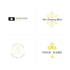 Romantic logo templates set. Vector hand drawn objects.