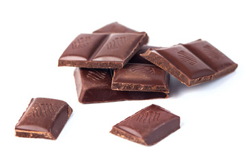Dark Chocolate bars stack isolated on white background
