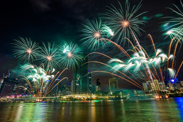 Christmas fireworks in Brisbane, Australia - from South Bank, December 2018