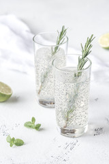 Two glasses of basil seed drink