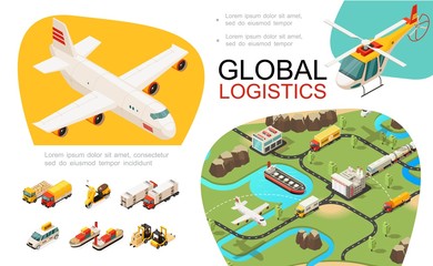 Isometric Global Transportation Infographics