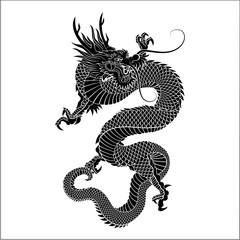 Silhouette of Chinese dragon crawling