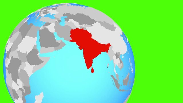 Closing in on SAARC memeber states on simple blue political globe. 3D illustration.