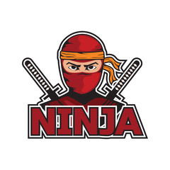 ninja with sword and mask logo. vector illustration © hanahu
