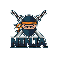 ninja with sword and mask logo. vector illustration © hanahu