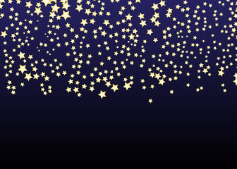 Fototapeta na wymiar Gold Star Vector. Shine confetti pattern. Falling golden stars. Simple dark background. Eps10.