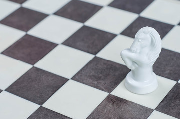 white horse figure on a chessboard