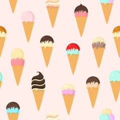 Ice cream vector seamless pattern
