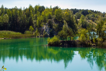 Landscape with lake, Kostopil granite quarry, Ukraine
