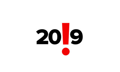 Year 2019 Typography Concept Design with Exclamation Mark