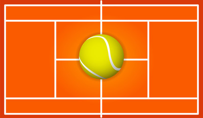 Tennis court with ball. Sport background. Vector illustration
