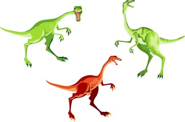 velaceraptor dinosaurs set on white background