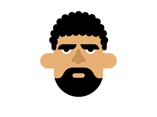 Vector man holding a mustache on a white background