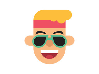 Vector man wearing glasses on the White Blackground