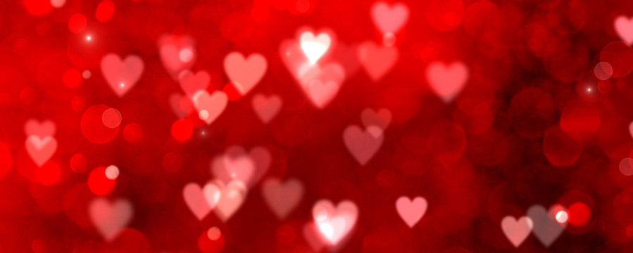 Valentinstag Panorama Hintergrund Herzen rot