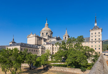 Fototapeta na wymiar View of the old monastery of San Lorenzo de El Escorial from the garden, Spain