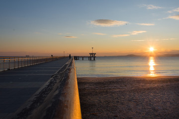 Beautiful sunrise on the second day of Christmas near the sea in Burgas Bulgaria