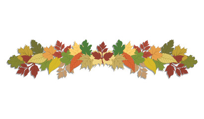 Autumn garland of bright leaves - isolated on white background - Flat style - vector