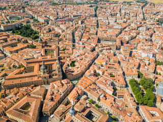 Naklejka premium Aerial view of beautiful Salamanca with Main Square and Holy Spirit Church, Spain