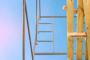 scaffolding on blue sky background