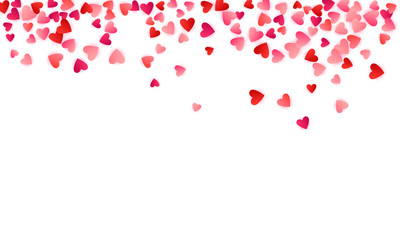 Red flying hearts bright love passion vector background.