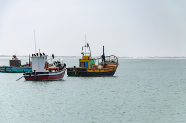 Naklejka na ściany i meble fishing boat in the sea