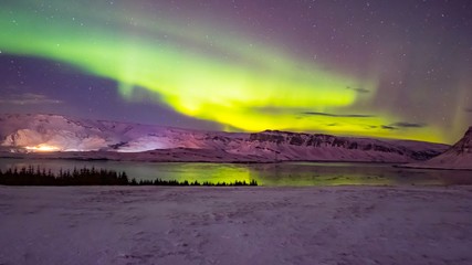 Aurora Borealis Nordlichter üner Reykjavik, Island Reisen