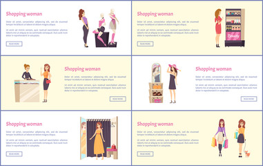 Shopping Women in Stores and Brand Shops Vector